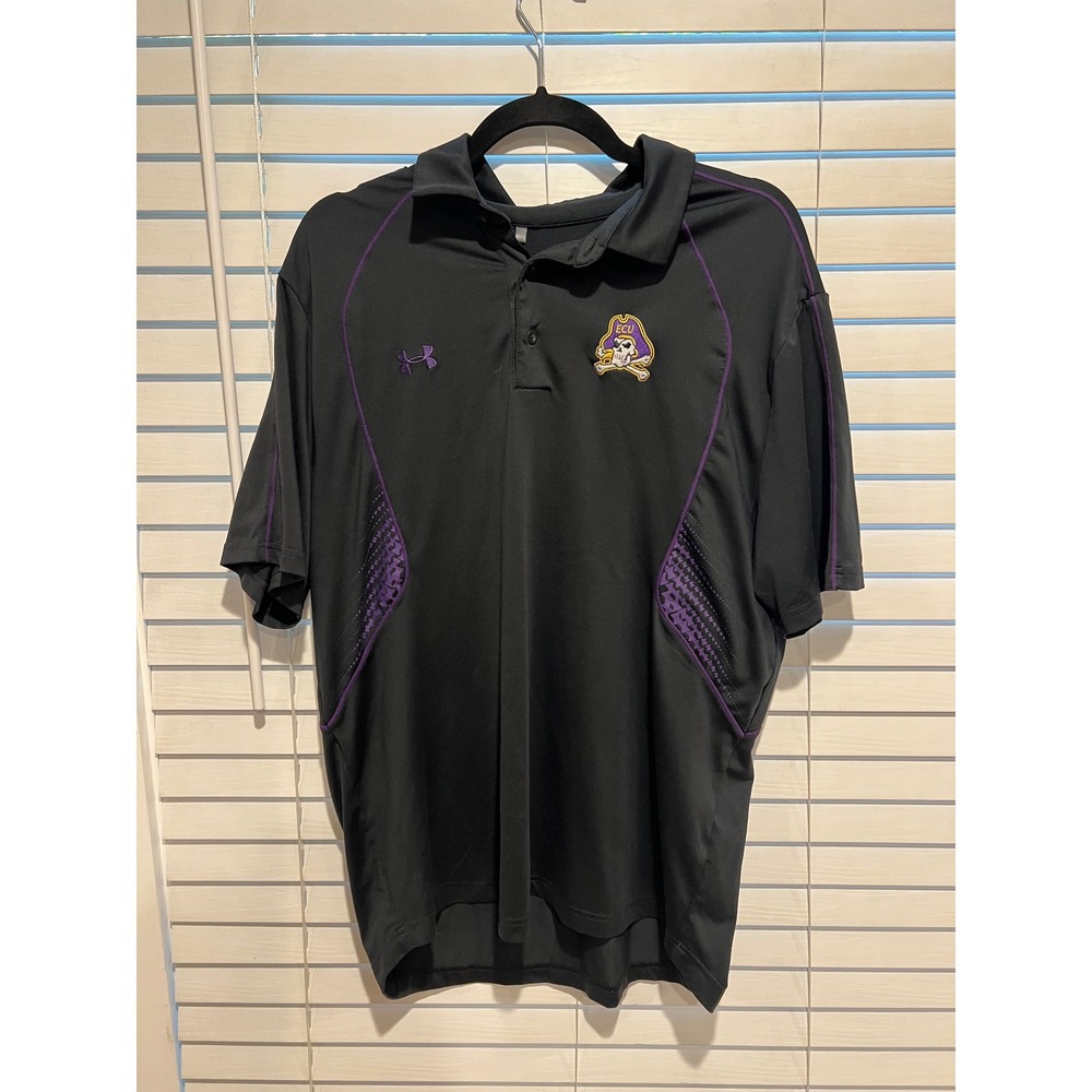 Under Armour ECU Pirates Polo Shirt Men's Loose HeatGear Black Purple